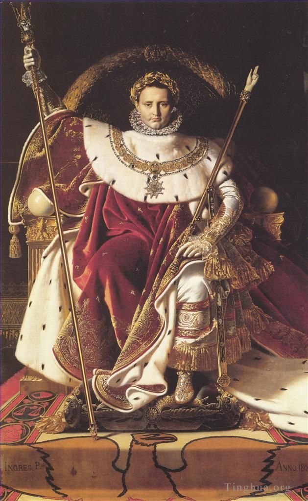 让·奥古斯特·多米尼克·安格尔 的油画作品 -  《拿破仑一世在他的帝国宝座上》