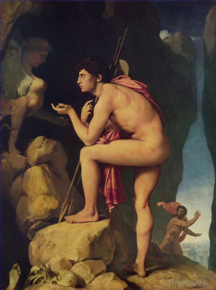 让·奥古斯特·多米尼克·安格尔 的油画作品 -  《俄狄浦斯与斯芬克斯》