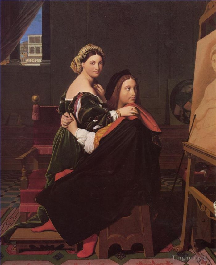 让·奥古斯特·多米尼克·安格尔 的油画作品 -  《拉斐尔与福纳里娜》