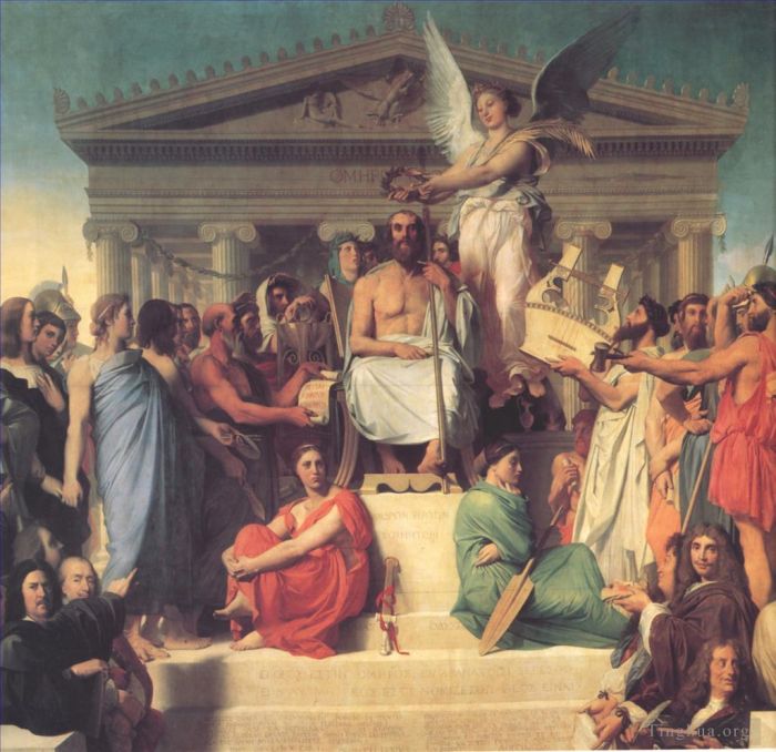 让·奥古斯特·多米尼克·安格尔 的油画作品 -  《荷马的神化》