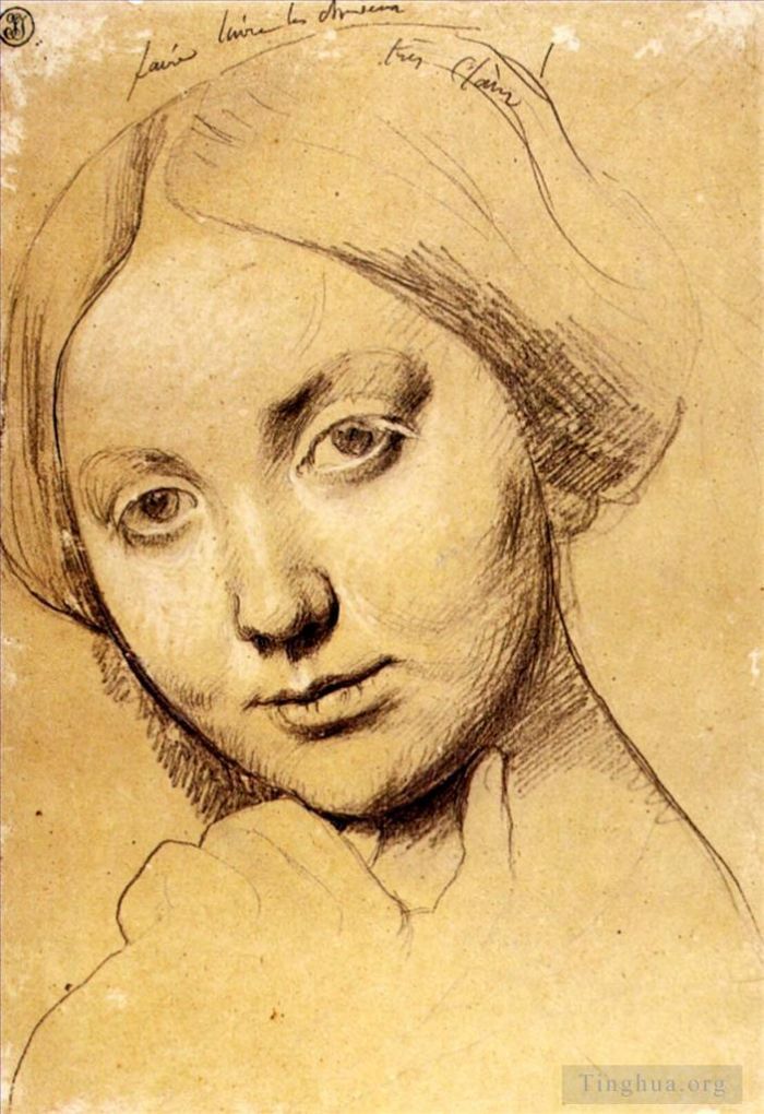 让·奥古斯特·多米尼克·安格尔 的各类绘画作品 -  《豪松维尔子爵夫人路易丝·艾伯丁·德布罗意的研究2》