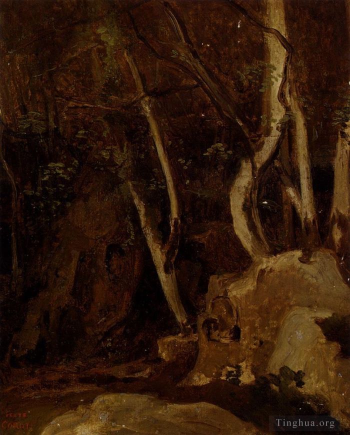 让·巴蒂斯特·卡米耶·柯罗 的油画作品 -  《奇维塔卡斯特拉纳罗彻斯博伊西斯》