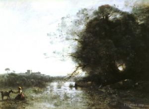 艺术家让·巴蒂斯特·卡米耶·柯罗作品《法国,Le,Marais,Au,Grand,Arbre》