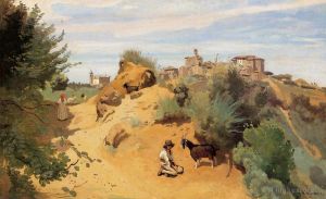艺术家让·巴蒂斯特·卡米耶·柯罗作品《真扎诺牧羊人和村庄》