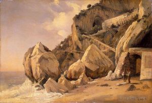 艺术家让·巴蒂斯特·卡米耶·柯罗作品《阿马尔菲的岩石》