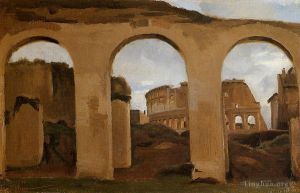 艺术家让·巴蒂斯特·卡米耶·柯罗作品《罗马斗兽场透过君士坦丁大教堂的拱门看到》
