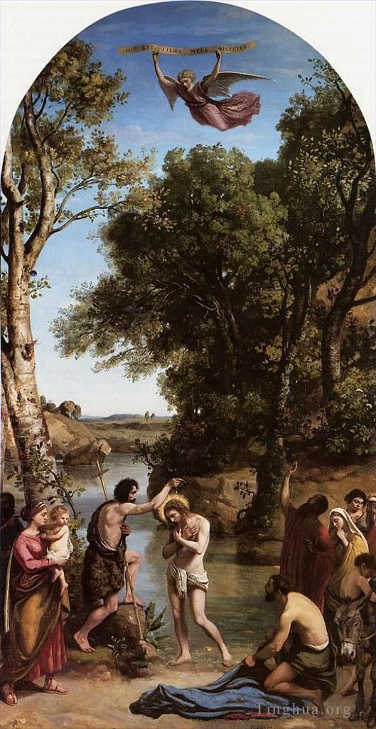 让·巴蒂斯特·卡米耶·柯罗 的油画作品 -  《基督的洗礼》