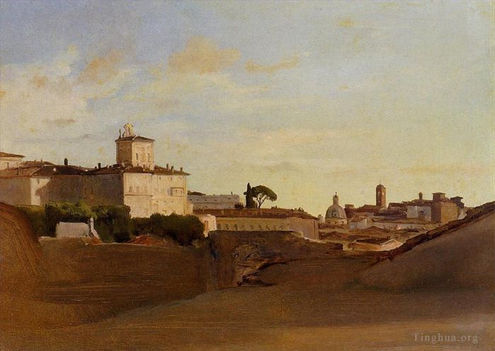让·巴蒂斯特·卡米耶·柯罗 的油画作品 -  《Pincio,意大利的视图》