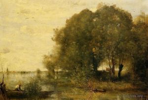 艺术家让·巴蒂斯特·卡米耶·柯罗作品《树木繁茂的半岛》