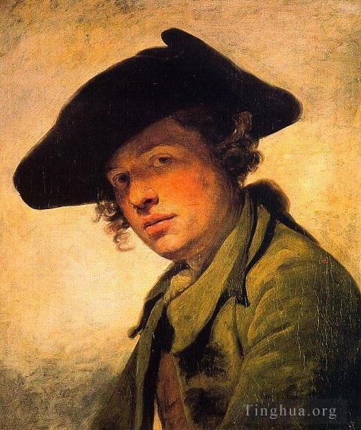 让·巴蒂斯特·格勒兹 的油画作品 -  《戴帽子的年轻人》