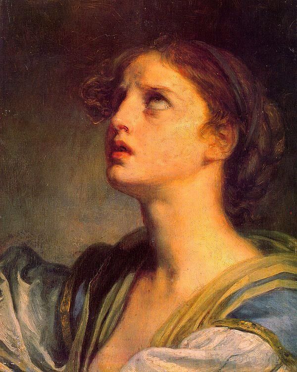 让·巴蒂斯特·格勒兹 的油画作品 -  《一个年轻女孩的头》