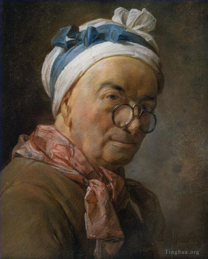 让·巴蒂斯特·西蒙·夏尔丹 的油画作品 -  《戴眼镜的自画像》