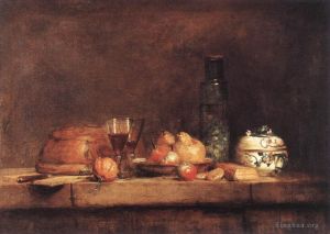 艺术家让·巴蒂斯特·西蒙·夏尔丹作品《静物与一罐橄榄》