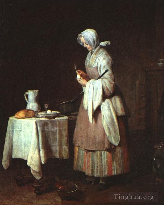 让·巴蒂斯特·西蒙·夏尔丹 的油画作品 -  《细心的护士》