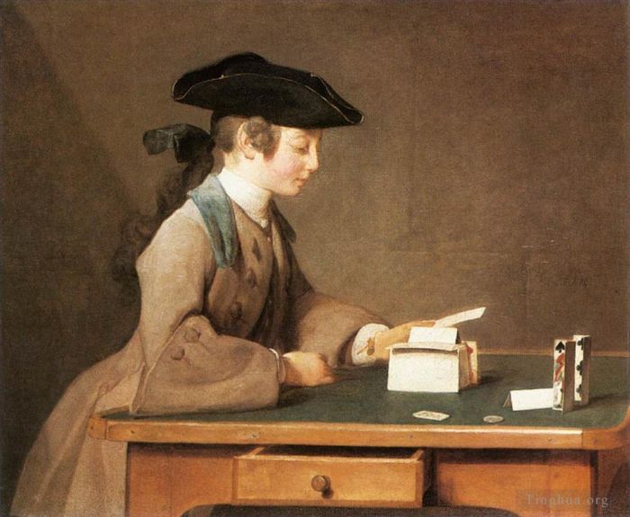 让·巴蒂斯特·西蒙·夏尔丹 的油画作品 -  《纸牌屋》
