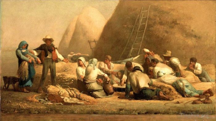 让·弗朗索瓦·米勒 的油画作品 -  《收割者正在休息路得和波阿斯》