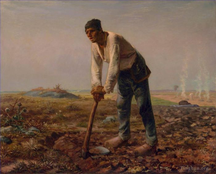 让·弗朗索瓦·米勒 的油画作品 -  《挥锄头的男人》