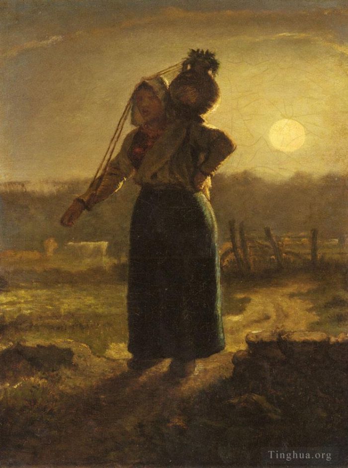 让·弗朗索瓦·米勒 的油画作品 -  《诺曼挤奶女工》