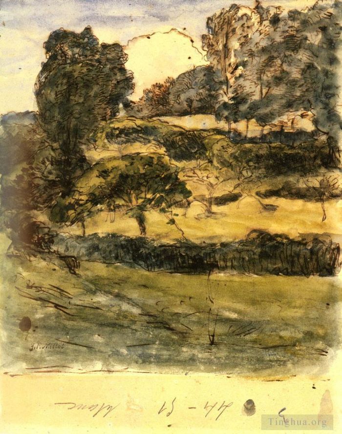 让·弗朗索瓦·米勒 的油画作品 -  《诺曼底的牧场》