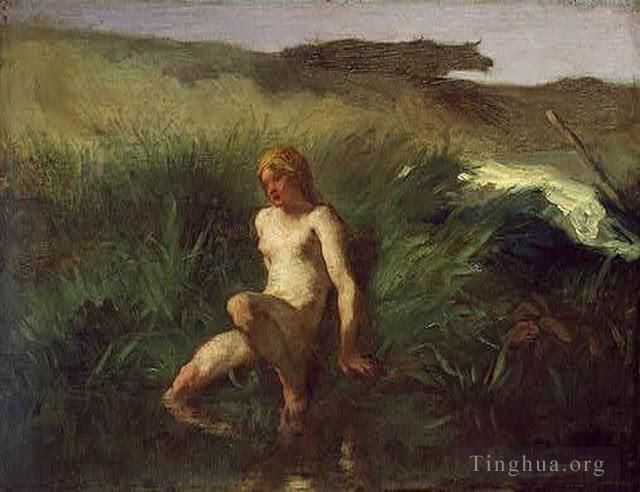 让·弗朗索瓦·米勒 的油画作品 -  《沐浴者》