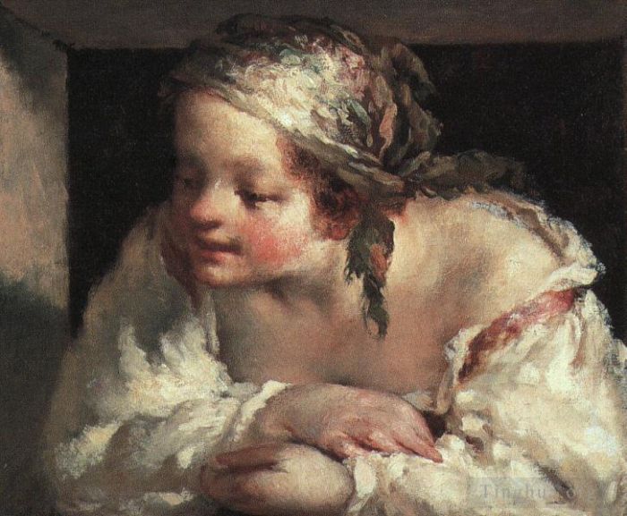 让·弗朗索瓦·米勒 的油画作品 -  《年轻女子》
