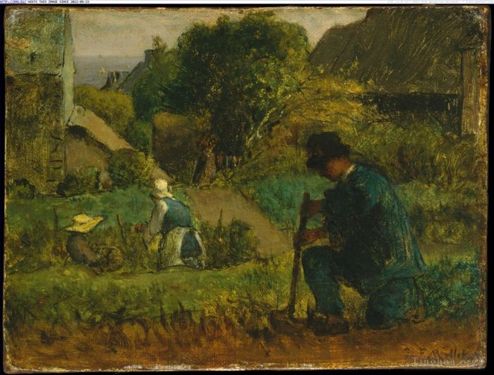 让·弗朗索瓦·米勒 的各类绘画作品 -  《花园场景》