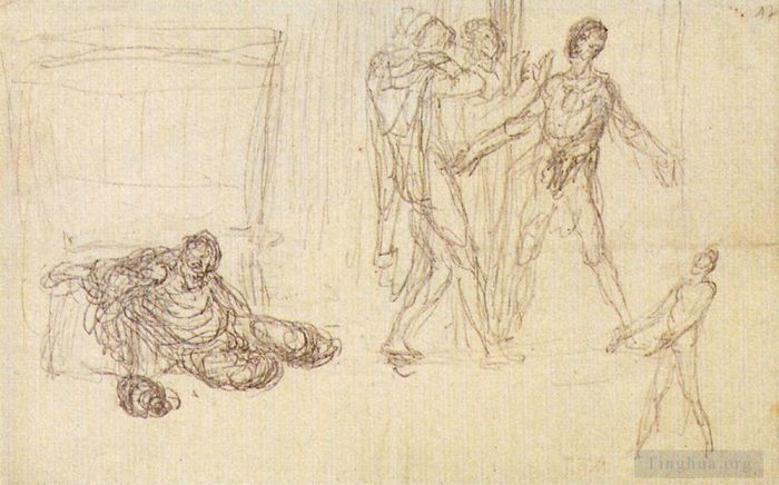 让·弗朗索瓦·米勒 的各类绘画作品 -  《诺亚的醉酒》