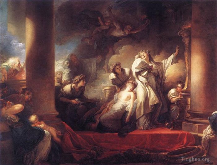 让·奥诺雷·弗拉戈纳尔 的油画作品 -  《科瑞苏斯牺牲自己拯救卡里霍》