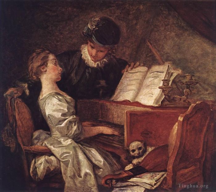 让·奥诺雷·弗拉戈纳尔 的油画作品 -  《音乐课》