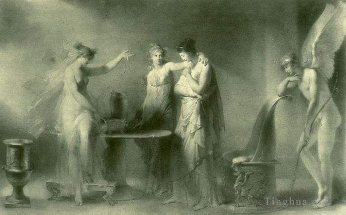 让·奥诺雷·弗拉戈纳尔 的油画作品 -  《普赛克和她的两个姐妹》