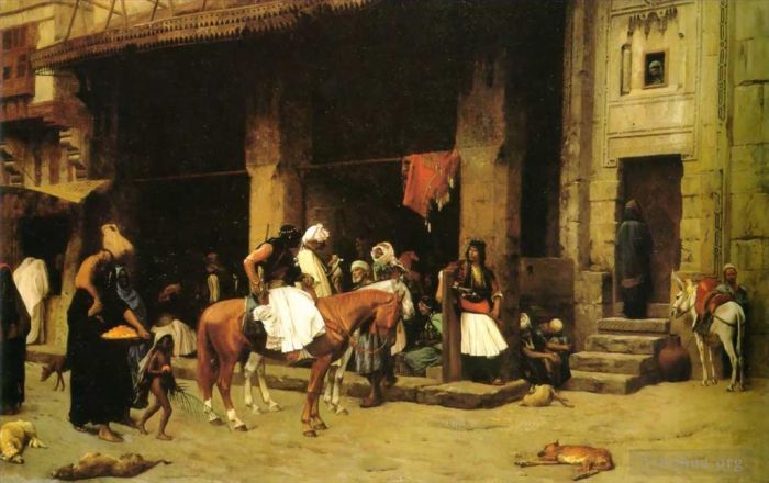 让·莱昂·杰罗姆 的油画作品 -  《开罗街景》