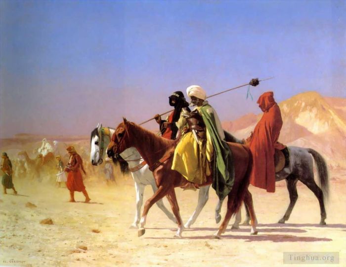 让·莱昂·杰罗姆 的油画作品 -  《阿拉伯人穿越沙漠》