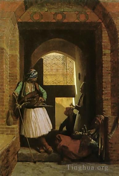 让·莱昂·杰罗姆 的油画作品 -  《开罗的阿诺特在巴别纳赛尔希腊阿拉伯之门》