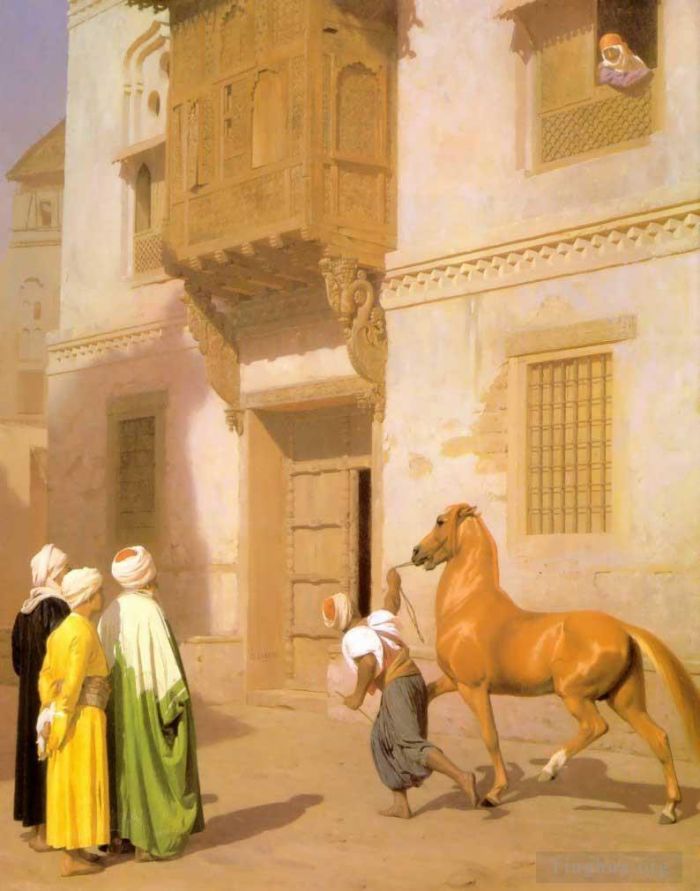 让·莱昂·杰罗姆 的油画作品 -  《开罗马匹经销商》