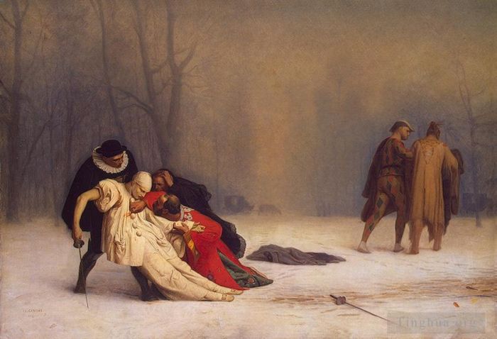 让·莱昂·杰罗姆 的油画作品 -  《假面舞会后的决斗,1857》