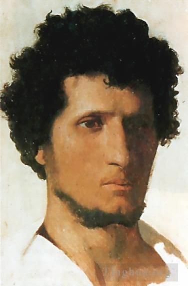 让·莱昂·杰罗姆 的油画作品 -  《罗马平原农民的头像》