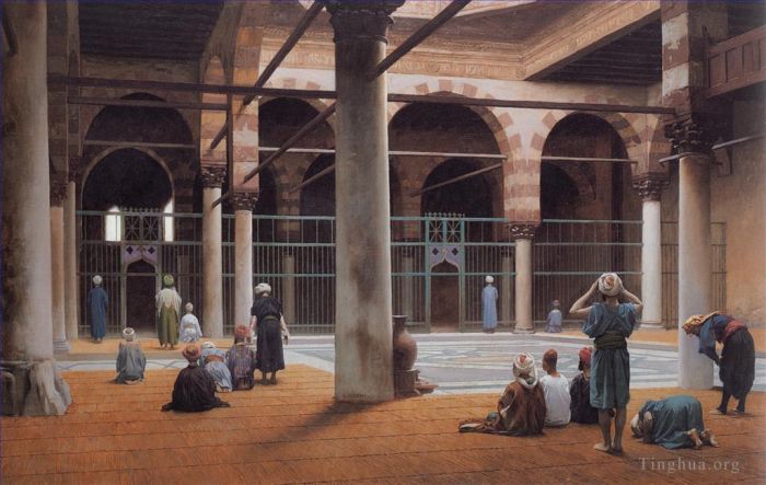 让·莱昂·杰罗姆 的油画作品 -  《清真寺内部,1870》