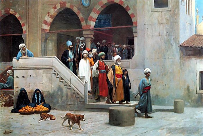 让·莱昂·杰罗姆 的油画作品 -  《离开清真寺》