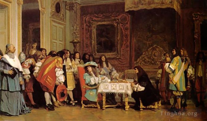 让·莱昂·杰罗姆 的油画作品 -  《路易十四和莫里哀》