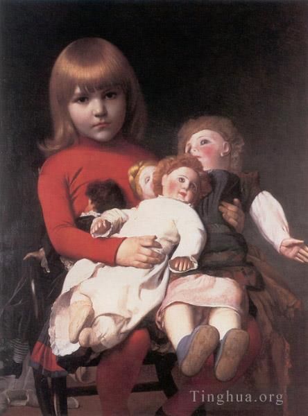 让·莱昂·杰罗姆 的油画作品 -  《玛德琳·朱丽叶·杰罗姆和,Ses,Poupees》