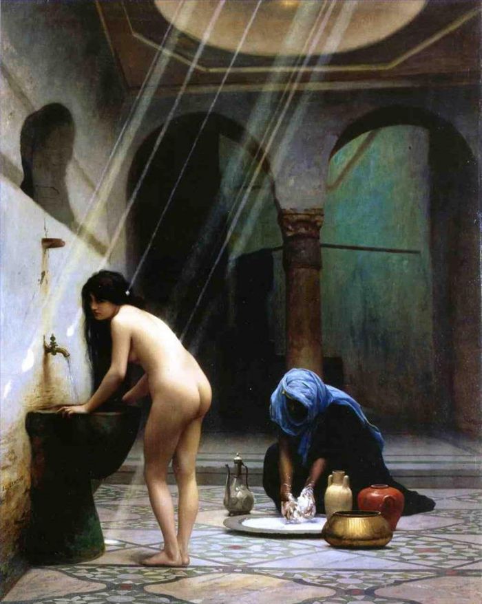 让·莱昂·杰罗姆 的油画作品 -  《摩尔人浴场》