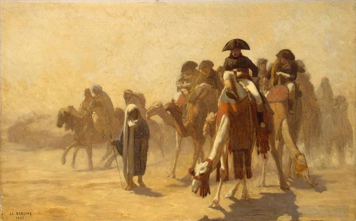 让·莱昂·杰罗姆 的油画作品 -  《拿破仑和他在埃及的总参谋部》