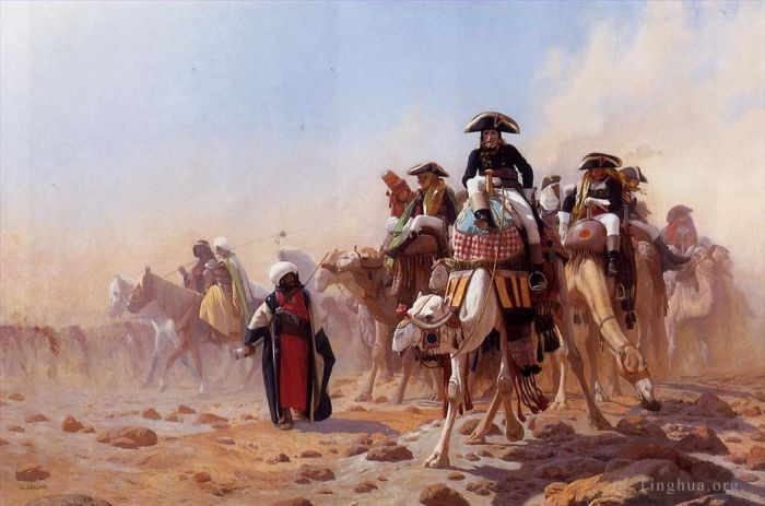 让·莱昂·杰罗姆 的油画作品 -  《拿破仑和他的阿拉伯总参谋部》
