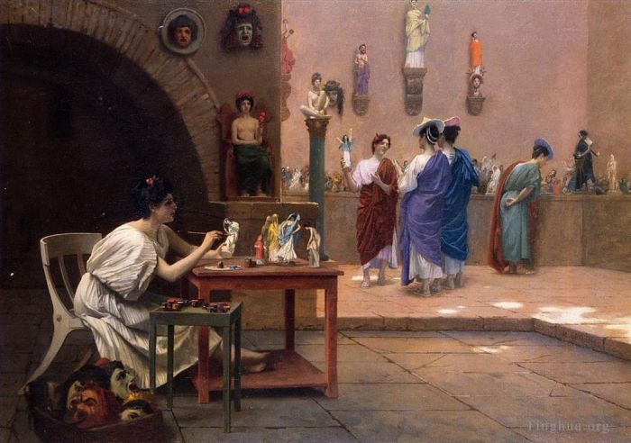 让·莱昂·杰罗姆 的油画作品 -  《绘画为雕塑注入生命,1893》
