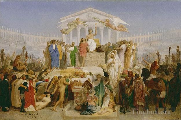 让·莱昂·杰罗姆 的油画作品 -  《研究奥古斯都时代基督诞生希腊语阿拉伯语》
