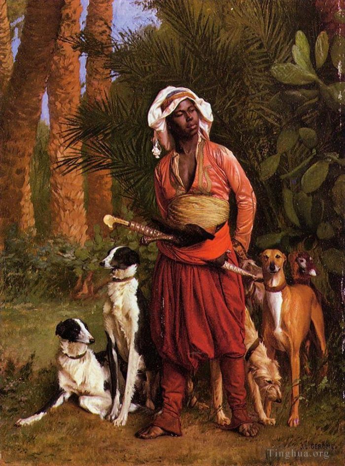 让·莱昂·杰罗姆 的油画作品 -  《黑人猎犬大师》
