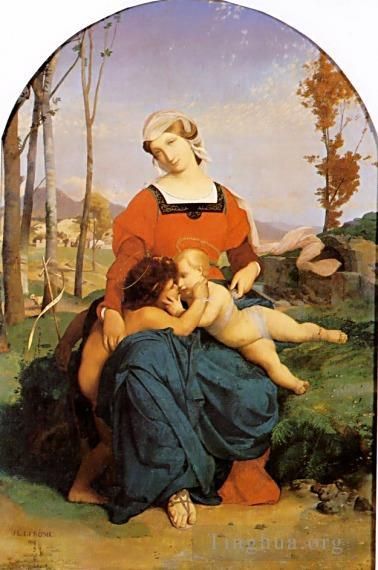 让·莱昂·杰罗姆 的油画作品 -  《圣母,婴儿耶稣和圣约翰》