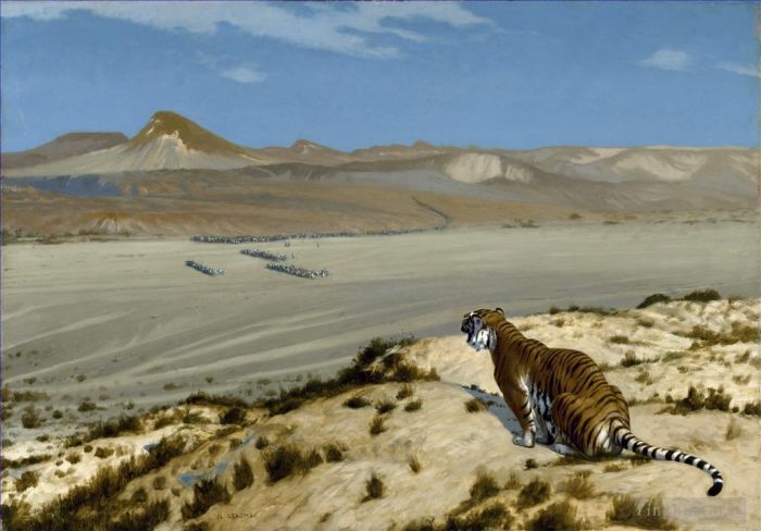 让·莱昂·杰罗姆 的油画作品 -  《守望之虎,3_2》