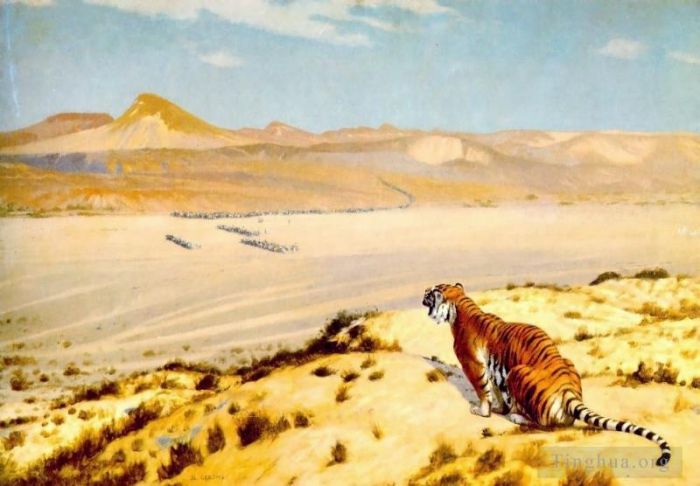 让·莱昂·杰罗姆 的油画作品 -  《守望中的老虎2》