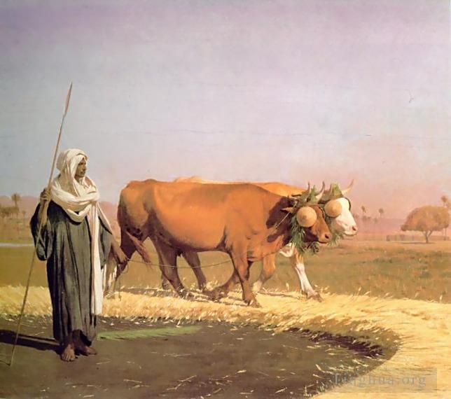 让·莱昂·杰罗姆 的油画作品 -  《在埃及践踏谷物》
